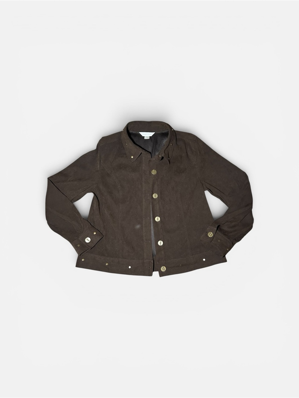 Christopher & Banks Brown Suede Jacket with Gold Accents